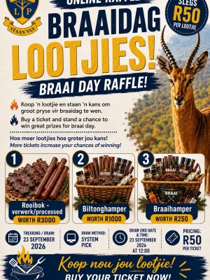 BRAAIDAG LOOTJIES/ BRAAI DAY RAFFLE!